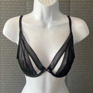 Love, Vera Unlined Cutout Mesh Underwire Demi Bra